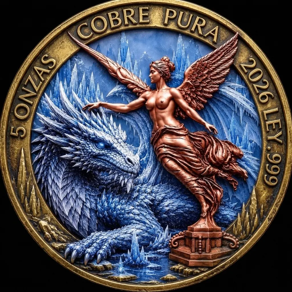 Winged Goddess Ice Dragon Challenge Coin, Fantasy Angel Beast Copper Token, 5 Onzas Cobre Pura Medal Keepsake, Fantasy Fan Dad Gift Idea