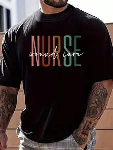 100% Cotton Wound Care Nurse Nursing Wound Ostomy Nurse Appreciation T-Shirt Women's Men's Graphic Tee Crew Neck summer vacation Tops