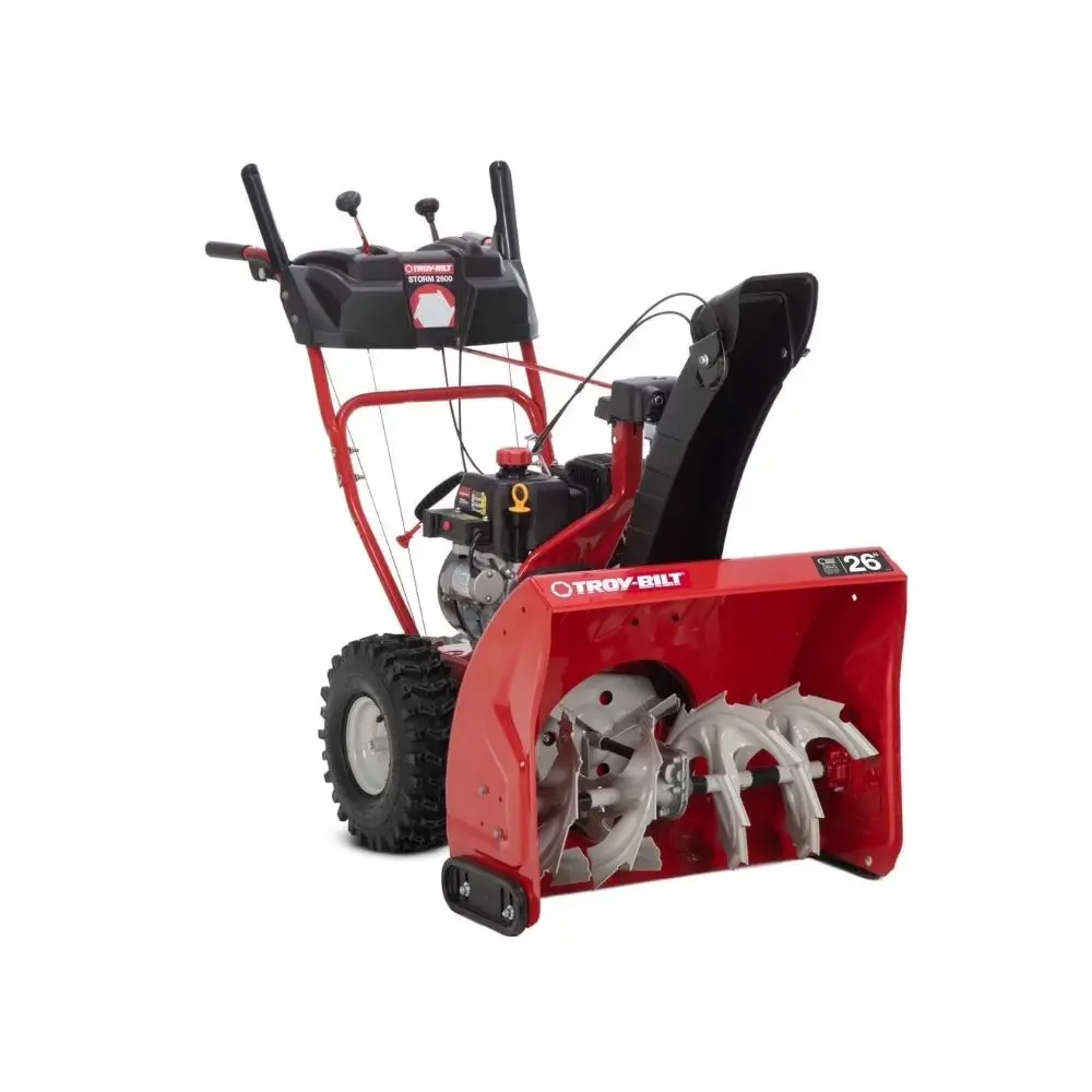 Troy-Bilt Storm 2600 26 Inch Two Stage Gas Snow Blower 208cc Electric Start Self Propelled Snow Thrower, Steel Augers
