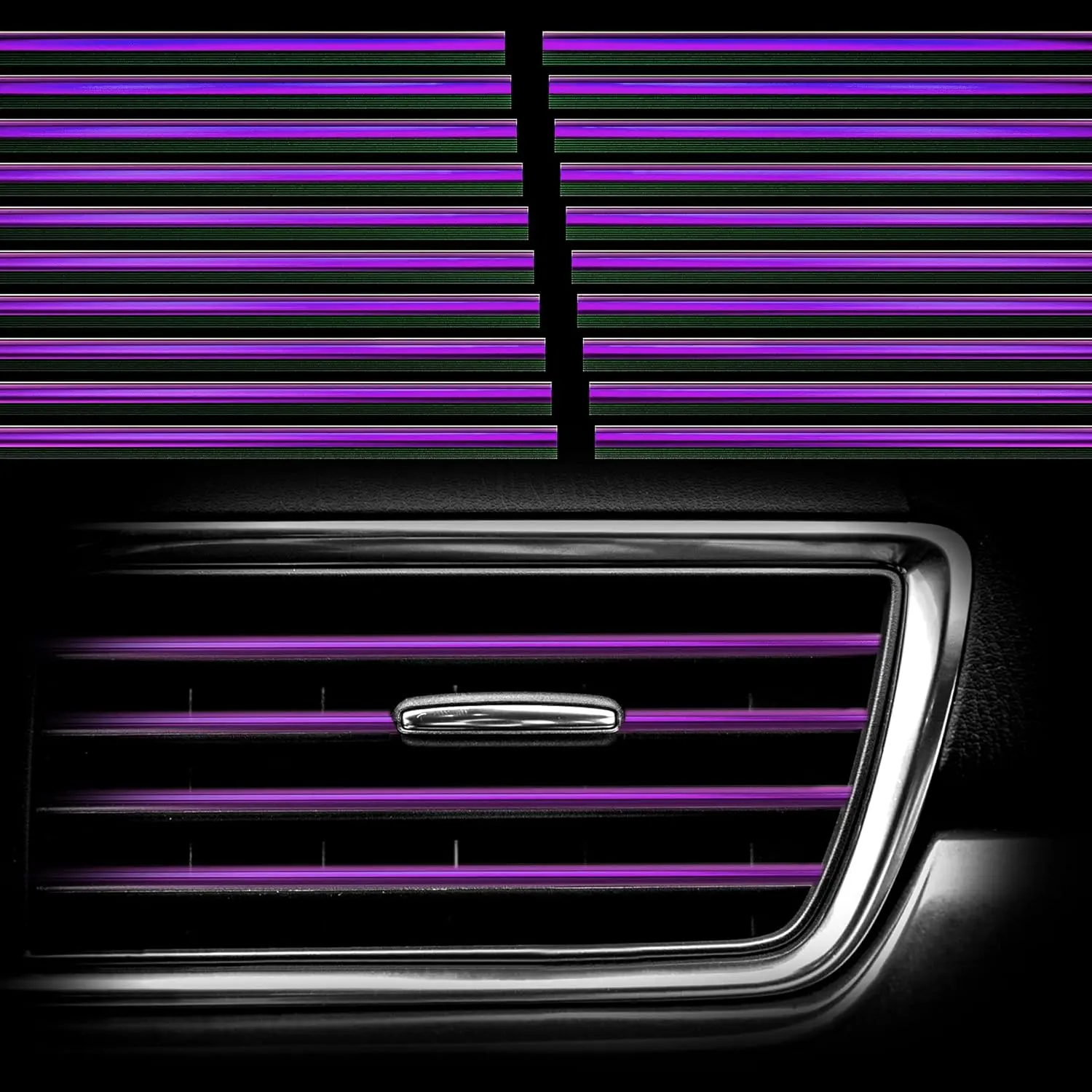 20-Count Chrome PVC Auto Air Conditioner Vent Outlet Trim Strip, Bright Color DIY Daily Decoration - Charming Scenery Line, Not Easy to Fade Interior Moulding for All Straight Air Vents (Purple, Clean & Tidy Look)