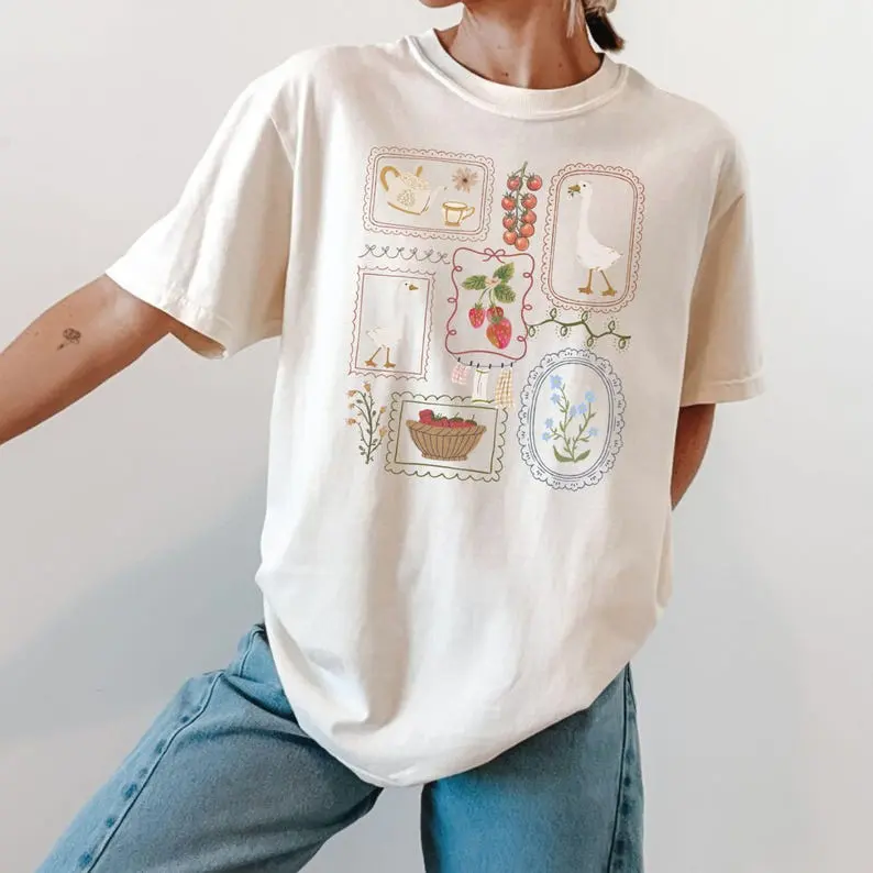 [Sale off up to 50%] Comfort Colors Cottagecore Shirt, Goose Shirt, Gardening Shirt, Summer Spring Shirt, Gift for Her