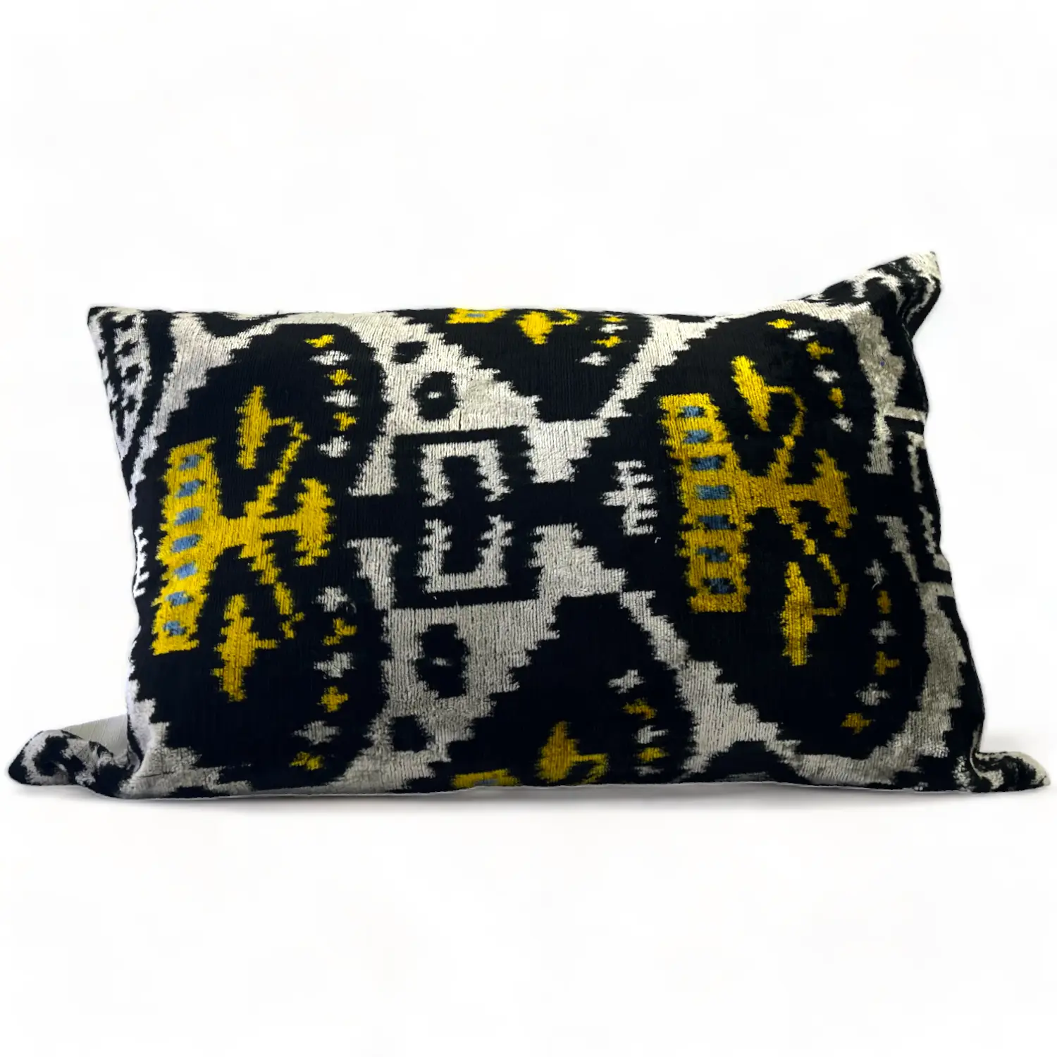 King's Crown Black and Gold Silk Velvet Lumbar Pillow