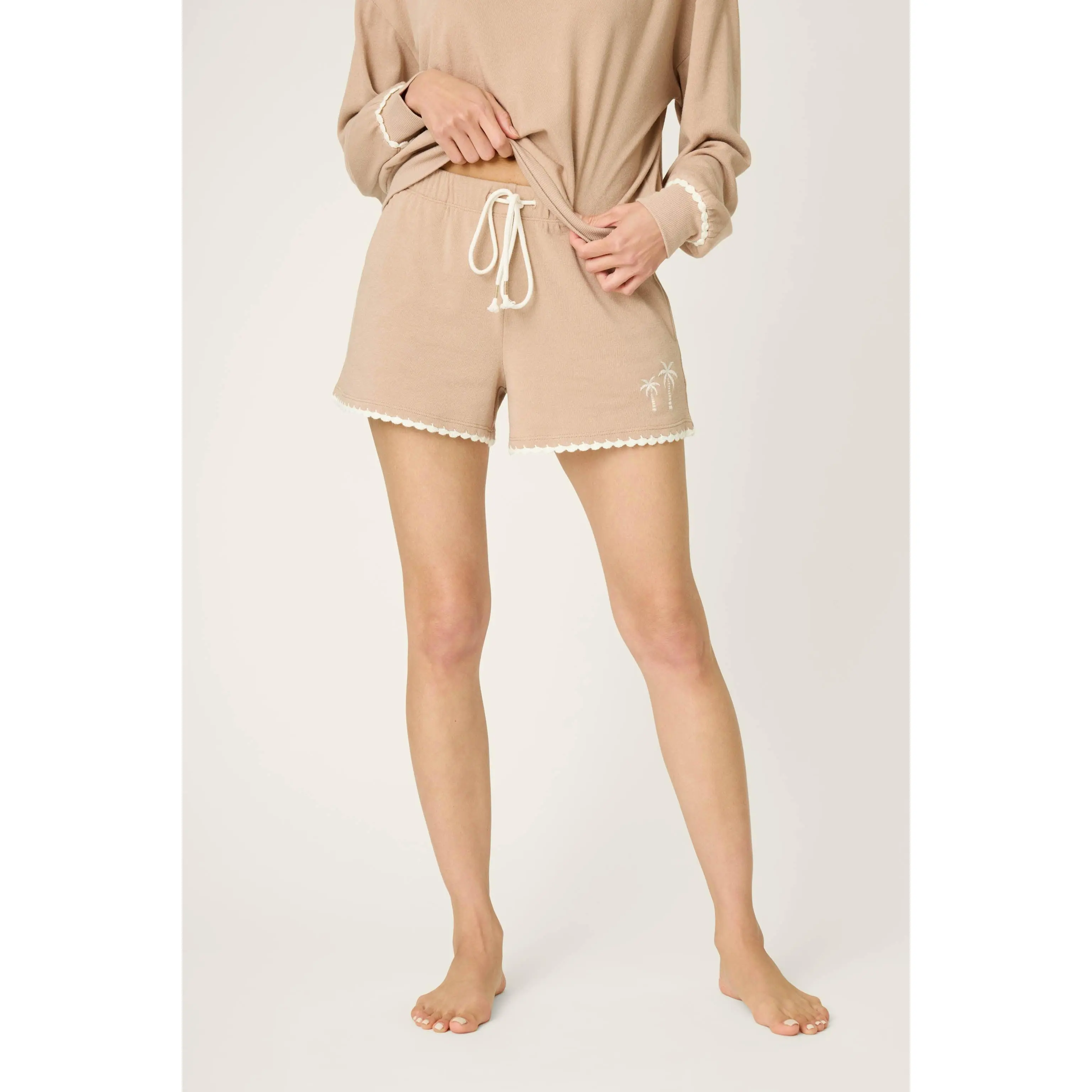 Palms Away Warm Taupe Lounge Shorts