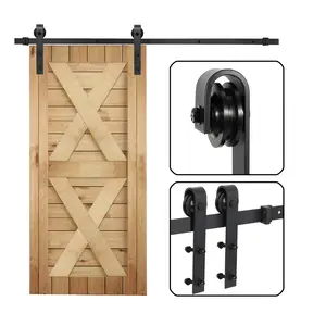 Segawe 6.6FT Heavy-Duty Single Sliding Barn Wood Door Hardware Kit with Robust Steel Tracks & Smooth Operation