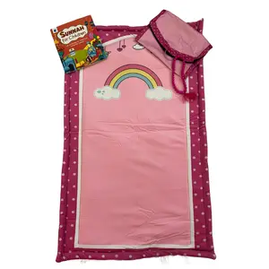 Cute Pink Rainbow Kids Prayer Mat Set with Tasbih & “Sunnah for Children” Book | Soft Padded Islamic Janamaz for Girls | Perfect Ramadan, Eid or Birthday Gift | Fun, Educational Salah Starter for Little Muslims
