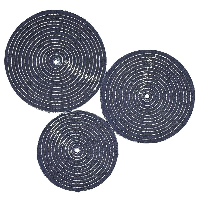 Renegade Products Denim Buffing Wheels 16-Ply Spiral Sewn Heavy Cut Metal Polishing Buffs for Aluminum, Stainless Steel, Wood & Plastic