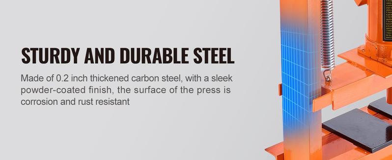 VEVOR Hydraulic Shop Press, TikTokShopBlackFriday, 12 Ton H-Frame Hydraulic Garage/Shop Floor Press, Adjustable Shop Press with Press Plates, Heavy Duty Hydraulic Press for Garage, Shop, Workshop