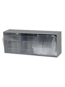 Clear Tip Out Bins, Gray - 7.75 x 23.62 x 9.5 in.