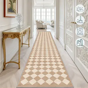 Nordic Style Soft Velvet Rug, Modern Geometric Rug, Washable Hallway Runner Carpet, Comfortable Bedroom Footstool Mat, Outdoor Garden Floor Mat