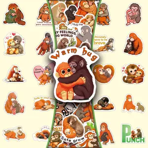 50Pcs Cute Punch Monkey Cartoon Stickers - Creative DIY Decals for Scrapbook, Journal, Phone Case, Laptop