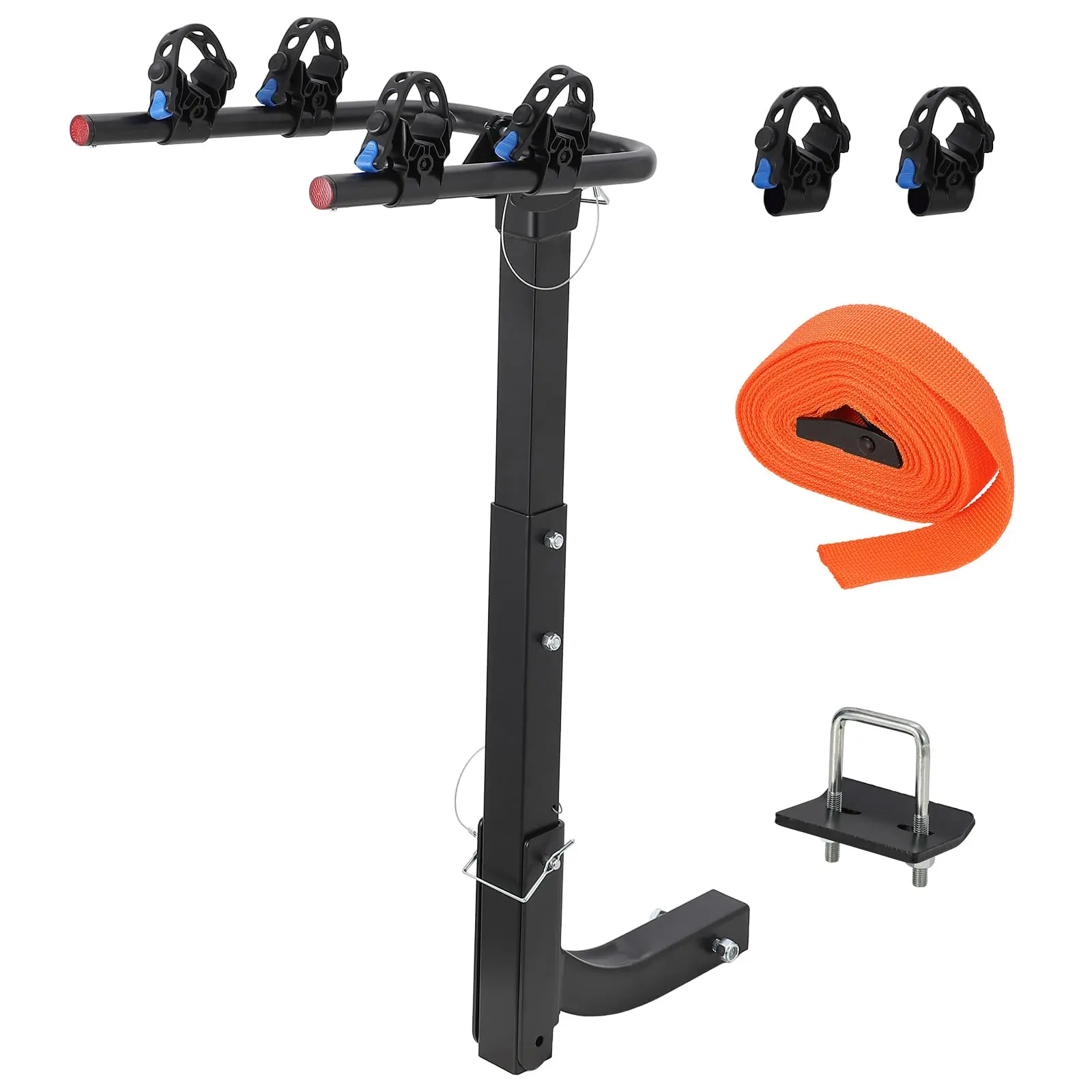 GARVEE Foldable 4-Bike Hitch Mount Rack for Cars and SUVs with Hitch Tightener and Secure Strap, Durable Bicycle Carrier for Easy Transport and Storage