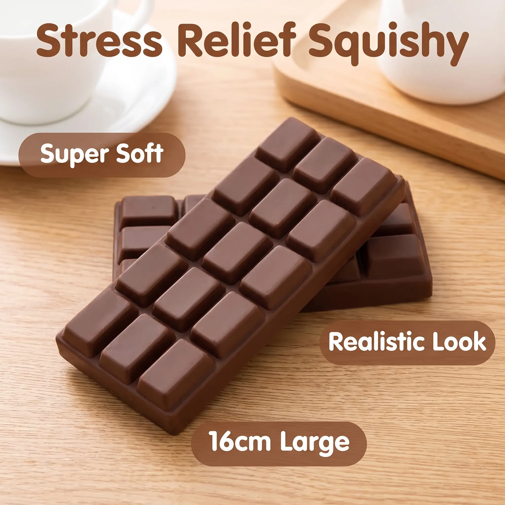 Oli Super Slow Rising & Soft Squishy Toy – Realistic Chocolate Bar Design, Squishy Squeeze Fidget for Kids, Teens & Adults, Gift, Office Relaxation Gift, Desk Fidget, Party Favor, Gift for Kids & Adults