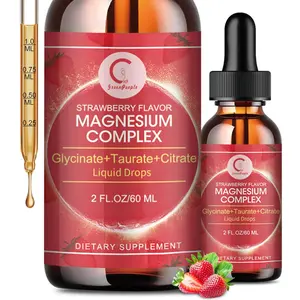 GreenPeople Triple Magnesium Complex Liquid Drops - Magnesium Glycinate Taurate Citrate with L-Theanine Vitamin B6 for Sleep Muscle Immune Health Vegan Non-GMO Strawberry Flavor 2 FL OZ