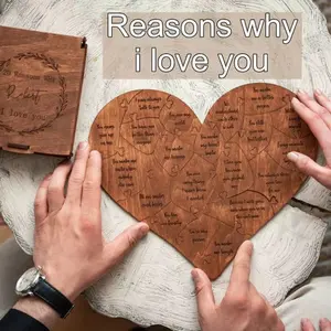 Love Reasons Puzzle Set, Wooden Heart Jigsaw, Valentine's Day Gift, Anniversary Present, Home Decor, 20 Pieces, Perfect for Her/him
