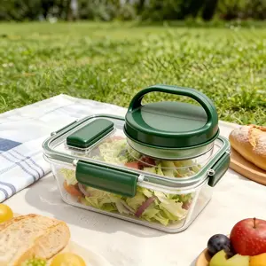 Portable Salad Bowl with Side Open Lid, Fruit Vegetable Food Storage Box, Reusable Lunch Container, Ideal for On-The-Go Meals