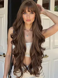 Women's Long Curly Wig, Fluffy Wave Wig, Pre Styled Wig, Elegant Synthetic Hairpiece for Cosplay & Daily Wear, Natural Comfortable Fit, Versatile Style