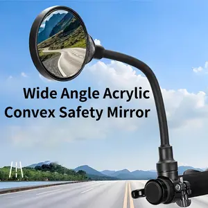 Adjustable Rearview Mirror, 360° Rotating Reflective Lens, Wide Angle View, Universal Handlebar Mount Accessory for Mountain Bike Road Bike, Bicycle Accessories