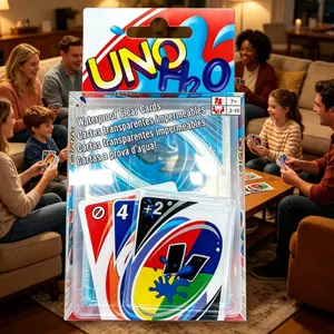 Waterproof UNO H2O Playing Cards, Transparent Durable Classic UNO Card Game Family Fun Game for Family Gathering, Outdoor Camping Travel Pool Party Games