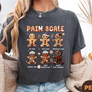 Comfort Colors®Christmas Nurse Shirt, Gingerbread Nurse Tee, Funny Pain Scale Holiday Tee, Pediatric & NICU Nurse Gift, Christmas Medical T-Shirt