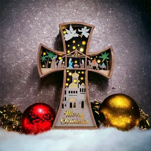 Hand Painted Nativity Cross