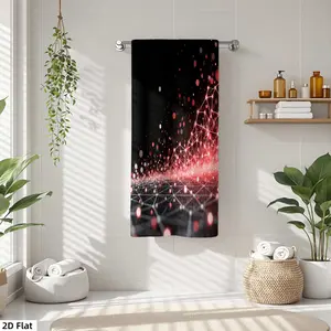 1Pc Tech Image with Red Dots and Connecting Lines Bathroom Hand Towel Bath Towel, Multiple Size Microfiber Towel, Ultra-Soft Quick Dry and Absorbent Polyester Large Bath Towel, Unique Home Decorative Kitchen Towels