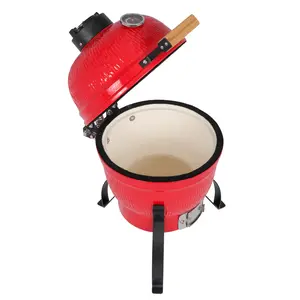 13in Round Ceramic Charcoal Grill Red gear camping tools tarp camper tent trailer