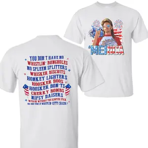 Joe Dirt Merica Fireworks Shirt, Party In The USA 4th Of July Shirt, Independence Day Tee, 2 Sided Graphic Printed Unisex Classic Cotton T-shirts Womenswear Top, Menswear Top in all Sizes
