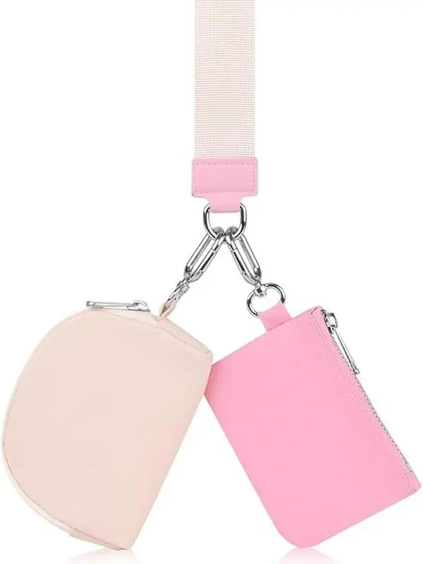 Mini Zip Around Wristlet Wallets Detachable Dual Pouch Wristlet Portable Coin Purse Small Wallets Woman  Wristlet Wallet