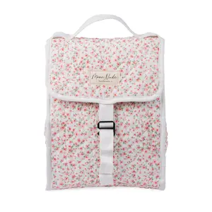 MoonNude Peony Lunch Bag – Multi-Design Collection | Quilted Pink Floral Insulated Tote with Buckle Closure, Lightweight & Roomy Lunch Organizer