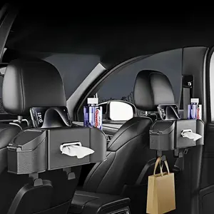 Car Tissue Box with Hook, Multifunctional Car Tissue Holder, Universal Car Interior Accessories for Phone & Water Cup