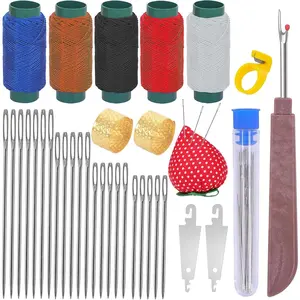 34 count Big Eye Stainless Steel Sewing  Set,Steel Sewing  Large Eye Threaders for Hand Sewing Kit