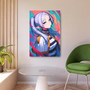 Frieren Metal Poster – Vintage Anime Aesthetic Waifu Wall Art | Abstract Canvas for Bedroom or Manga Collector’s Space
