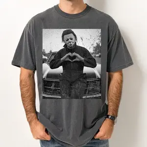 Distressed Michael Myers Heart Hands Vintage Halloween Shirt, Retro Horror Movie Shirt, Friday the 13th Horror. Horror Gift