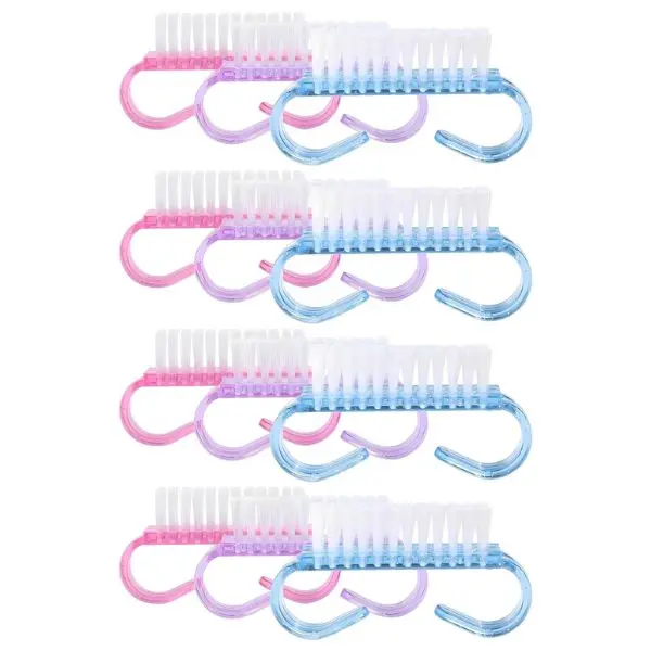 12-Pack Handle Grip Nail Brush(assorted color), Fingernail Scrub Cleaning Brushes for Toes and Nails Cleaner, Pedicure Brushes for Men and Women