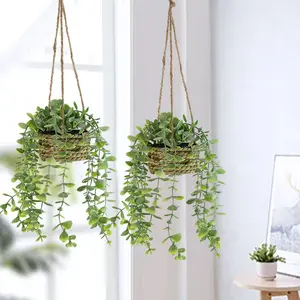 2 Piece Realistic Eucalyptus Hanging Plants, All-Season Home Greenery, Indoor Outdoor Use, Perfect for Festive and Garden Decor, Hanging Planters, Hanging Plant Basket, Hanging Plant Pot