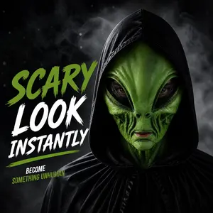 1PC Realistic Alien Mask, Scary Creepy Halloween Costume Mask for Cosplay Party, Adult Face Mask with Elastic Strap, Party Face Masks