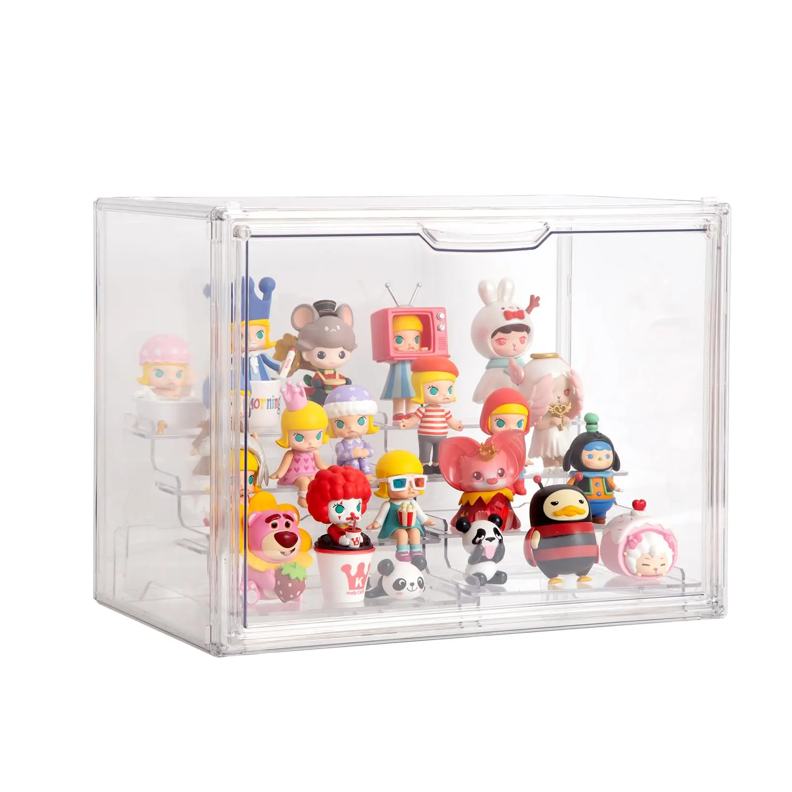 Clear Acrylic Display Case with Two Display Shelves for Figures, Dustproof Storage Organizer Box with Magnetic Door, Acrylic Collectibiles Showcase
