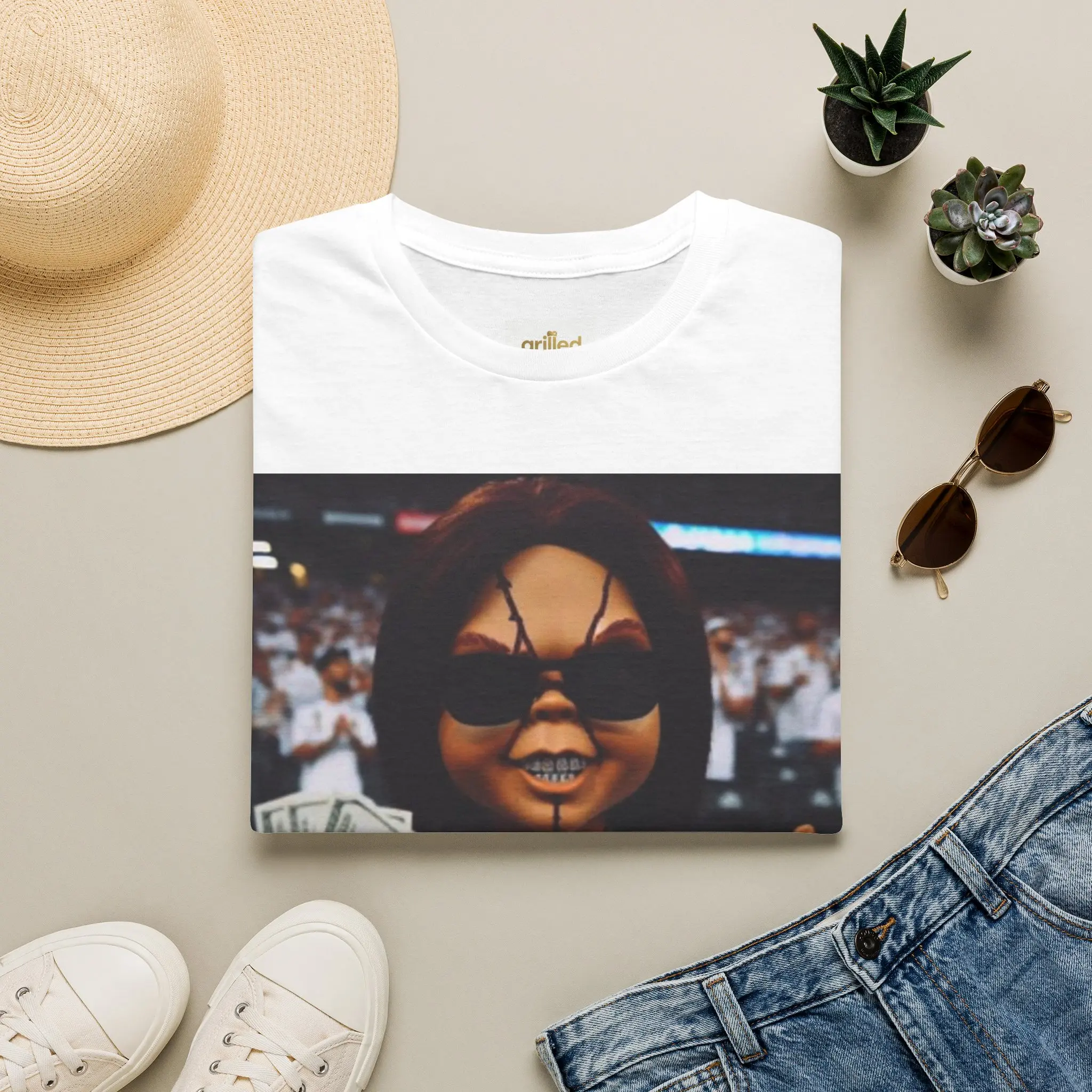 Graphic T-Shirt — Cartoon Money Girl Design