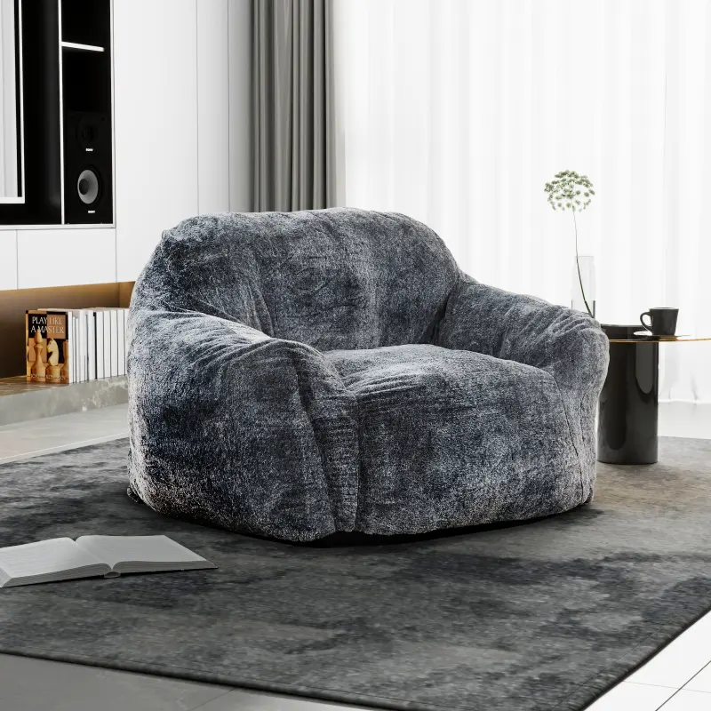 Soft Memory Foam Bean Bag Sofa Chair with Armrest, Modern Living Room Bean Bag, Blue GrayHigh end and high-quality,Moisture absorbing and breathable, thick and wear-resistant, comfortable for prolonged sitting,Modern minimalist style