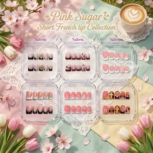 Pink Sugar Short French Tip Collection｜Nailuvia Nails｜10PCS 100% Handmade Press-On Nails｜Reusable Colorful Art Acrylic Stylish
