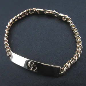 Pre-owned Dior Brass Small Leather Goods Christian Logo ID Bracelet