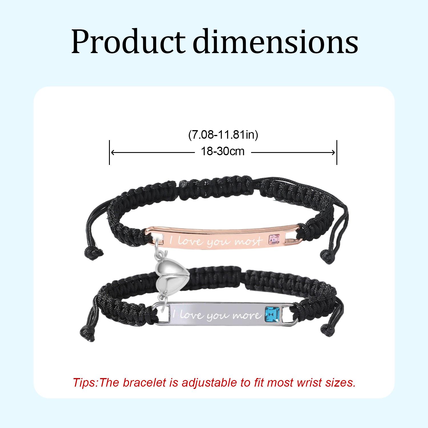 Adjustable Couple Bracelet Set, Heart Rate Bracelet, FashionBracelet for Couples, Daily Clothing Decor, Trendy All-match& Exquisite Jewelry for Birthday Love Gift, Heart Charm Bracelet