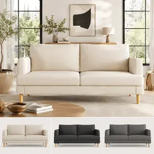 70" Smart Mid-Century Modern 2-Seater Sofa Loveseat, Fabric Couch with USB & Type-C Charging Ports, Sleek Track Arm Apartment Sofa with Pocket Spring Base for Living Room, Office, Cozy Beige,Black,Dark Gray