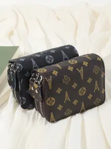 Fashion women's short wallet handbag zipper, coin wallet fashion zipper, cash credit card storage bag, women's wallet card bag, large capacity multi card holder wallet, zipper card holder