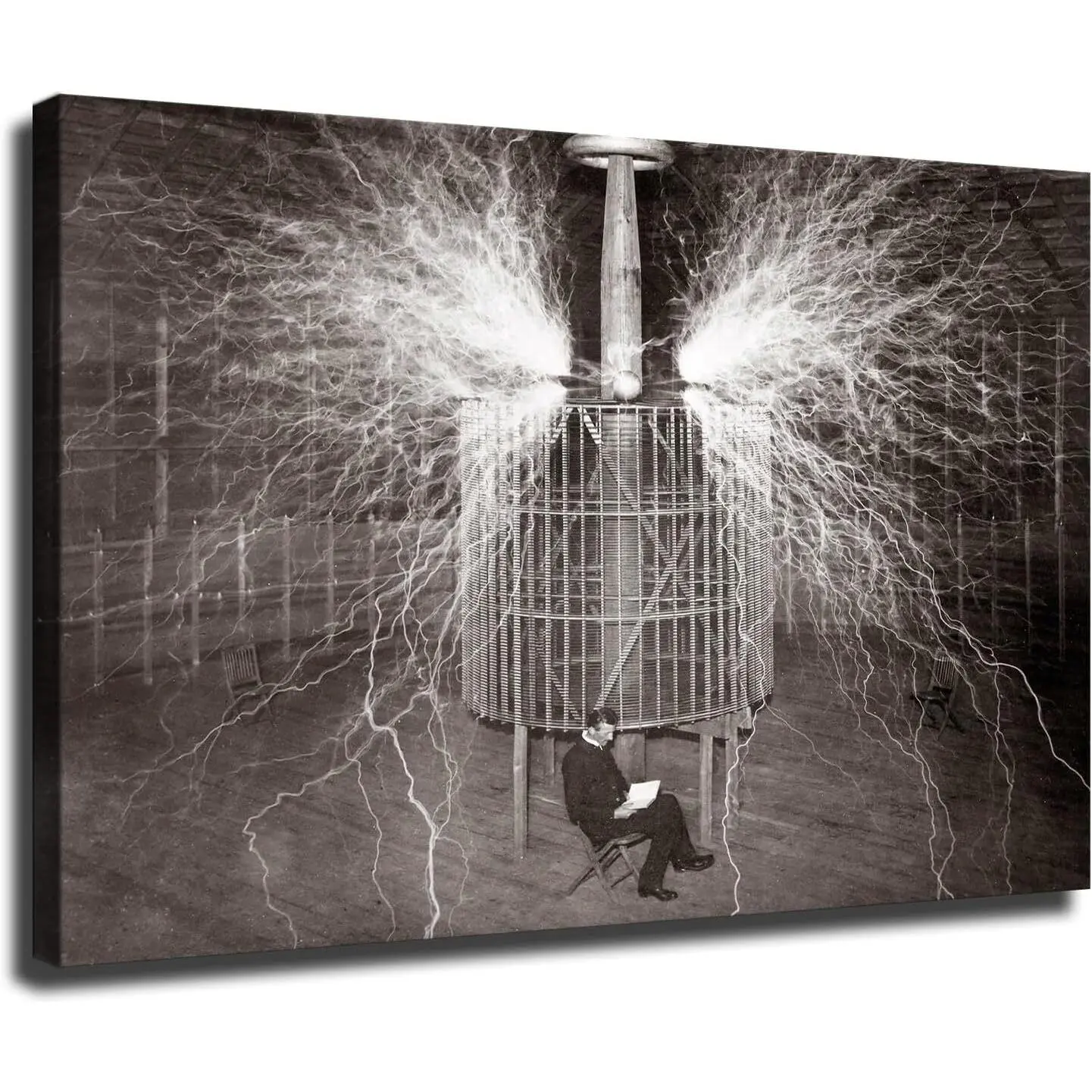 Canvas Poster Nikola Tesla LAB Death RAY Light Bulb Poster Picture HD Print Poster framed Colorful Decor Room Gifts Ornaments Decoration Photo Wall