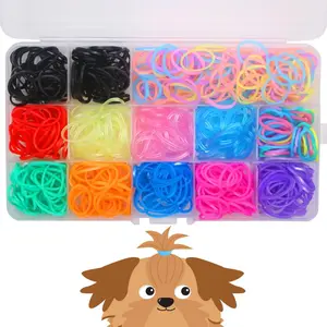 3/4" Pet Dog Stretchy Rubber Bands, 600/Box - Puppy Elastics Ties Pony Tail Holders Hair Accessories for Doggy Grooming Top Knots Ponytails Braids and Dreadlocks