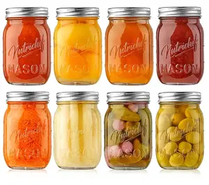 Nutrichef 8 Pcs. Glass Mason Jars w/ Lids & Ban ds
