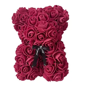 Rose Teddy Bear Design Ornament, 1 Count Artificial Rose Bear Gift, Artificial Fake Flowers, Home Decor for Living Room Bedroom Dining Room Wedding Party, Gift