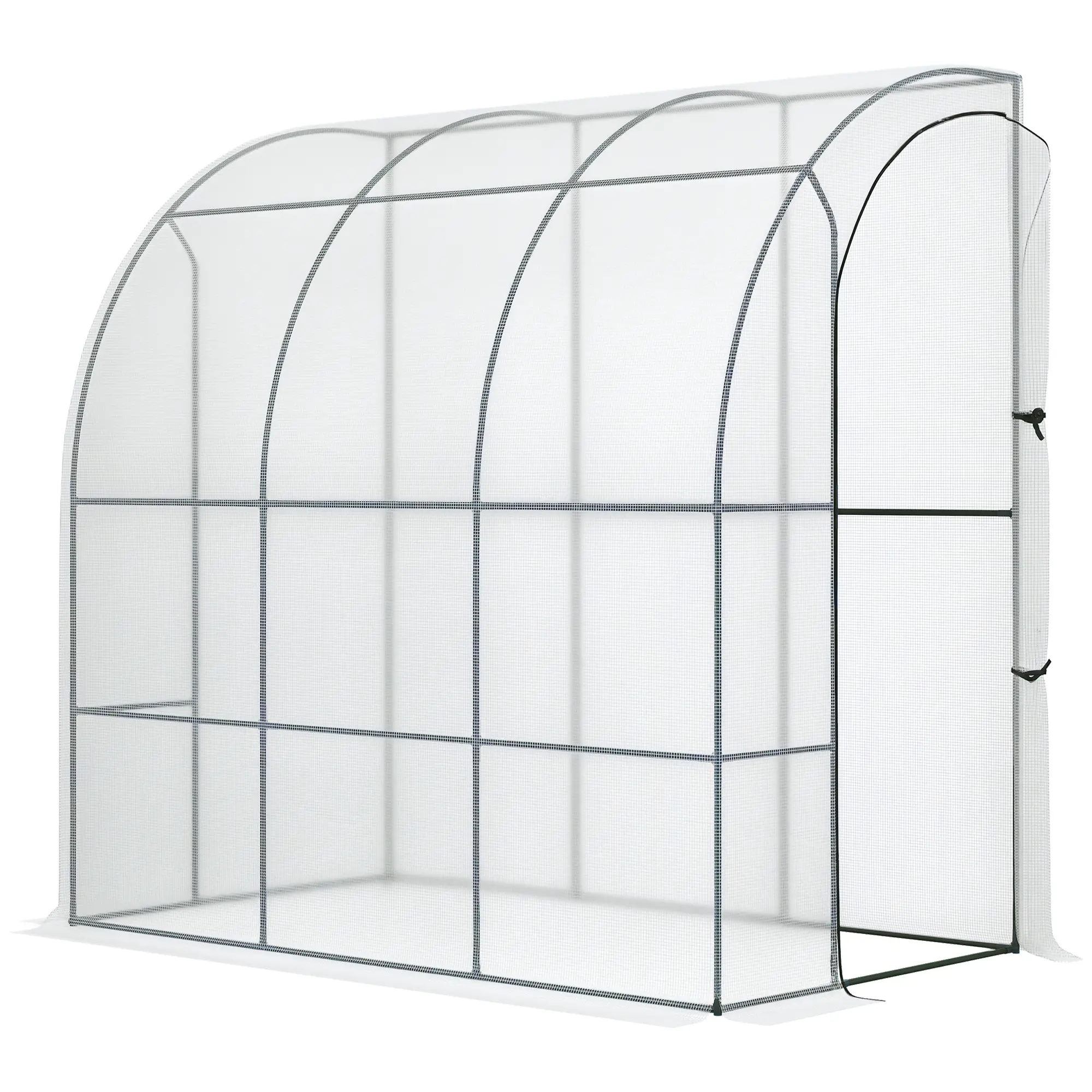 Outsunny 7' x 4' x 7' Outdoor Walk-In Greenhouse, White Frame Plant Nursery with 4 Stakes, Rollup Window, PE Cover, Easy-Access Zippered Door, Control Heat and Humidity, DEHP-Free Design, Sun Protection for Herbs, Flowers