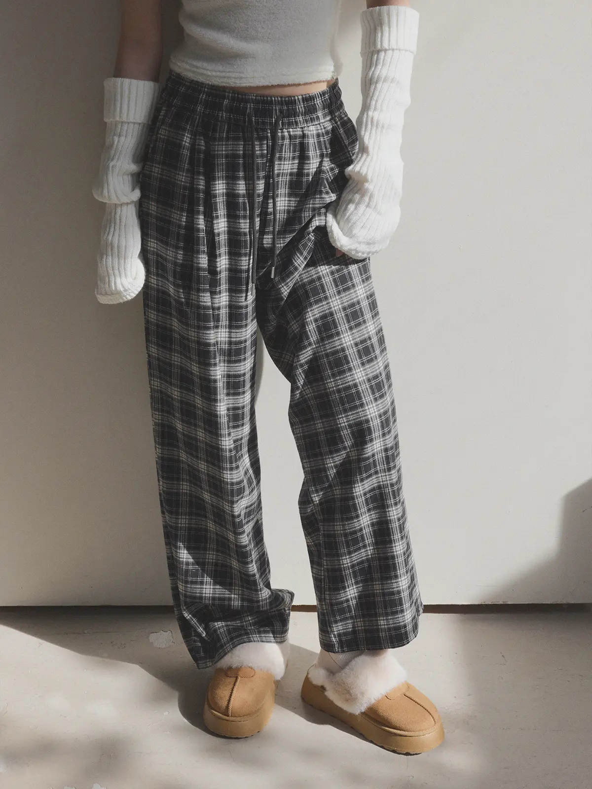 Caden Check Banding Long Pants